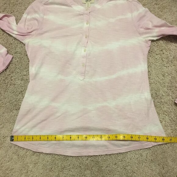 Tie Dye Pink Angel + Clouds Long Sleeve Button Collar Cotton Shirt - Picture 13 of 15